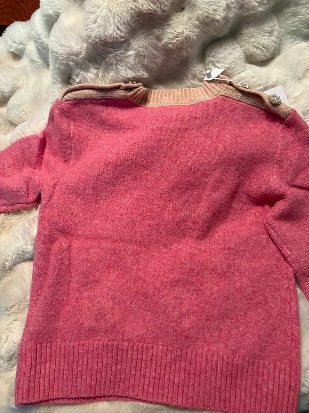Luxury style Pink Logo Wool Blend Sweater - Picture 4 of 5